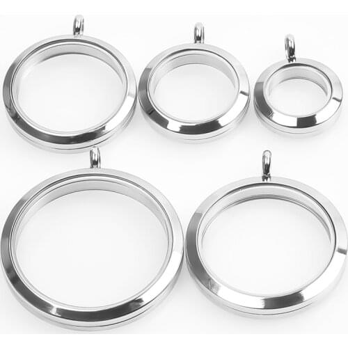 5Pcs 30mm 316L Stainless Steel Twist Women Floating Plain Memory Living Glass Photo Locket Pendant For Women Men Gift Jewelry
