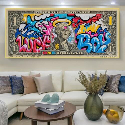 100 Dollar Bill Canvas Painting Cuadros Wall Art Posters and Prints Nordic Graffiti Art Wall Picture for Living Room Home Decor