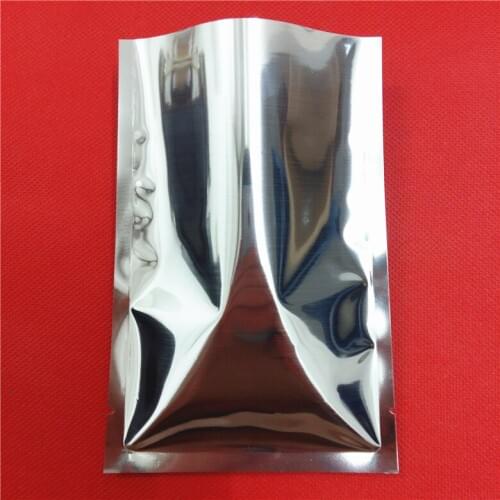 200pcs flat bag, 9*13cm aluminium foil bag heat sealable, Silver mylar foil plastic pouch Top open Food packaging sachet