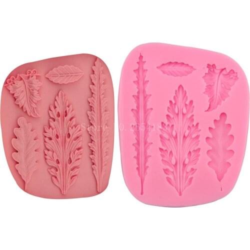 5kind Leaves chocolate DIY fondant cake decorating tools lace border silicone mold kitchen baking utensils FQ3002