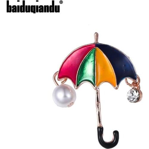 Baiduqiandu New Arrival Rainbow Umbrella Brooch Pins Trendy Clothing Dress Jewelry Accessories