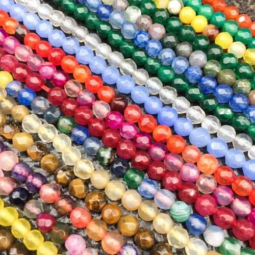Natural stone Faceted beads loose beads Crystal agate string bead For jewelry making DIY bracelet necklace accessories size 4mm