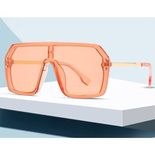 One Piece Rectangle Sunglasses Women Brand Designer Retro Square Orange Sun Glasses For Female Oversized Mirror Shades oculos