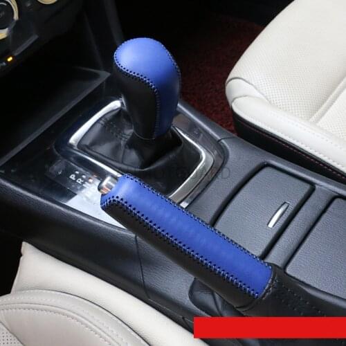 Genuine Leather Gear Shift Knob Cover FOR Mazda 3 Axela Atenza CX-5 CX-3 Gears Sets Handbrake Sleeve