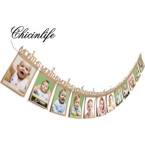 Chicinlife 1set 1-12 months photo banner Garland baby 1 Year old happy First birthday Banner Party Photo Booth Props decoration