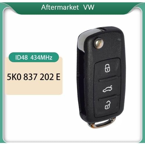 CN001035 For New VW Aftermarket Remote Flip Key 3 Button 434MHz ID48 FCC 5K0 837 202 E