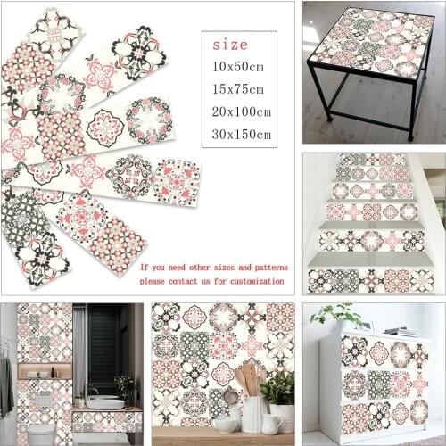 10/15/20/30cm Elegant Style Strip Tile Sticker Furniture Kitchen Home Decor Surface Gloss Film Wallpaper Peel & Stick Wall Decal