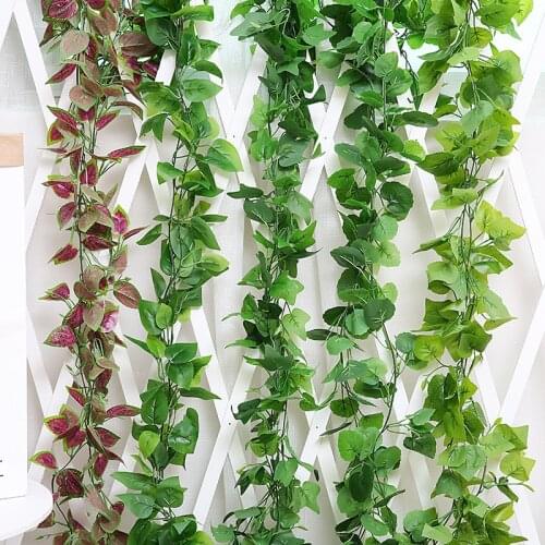 2.2M 120pcs Artificial Leaves Plants Vine Home Garden Fence Decoration Rattan Festive Party Supplies DIY Wedding Garland Wreath