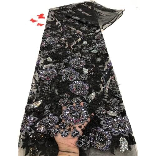 Exquisite Sequin Embroidered Fabric Tulle French Mesh Lace African Sequin Fabric Nigeria Lace Ladies Clothing RF4334