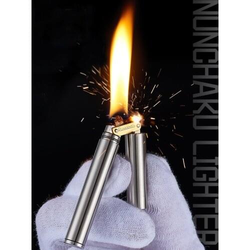 Special-shaped Brass kerosene lighter Cylindrical shape in cigarette case convenient to carry Gasoline smoking accessories