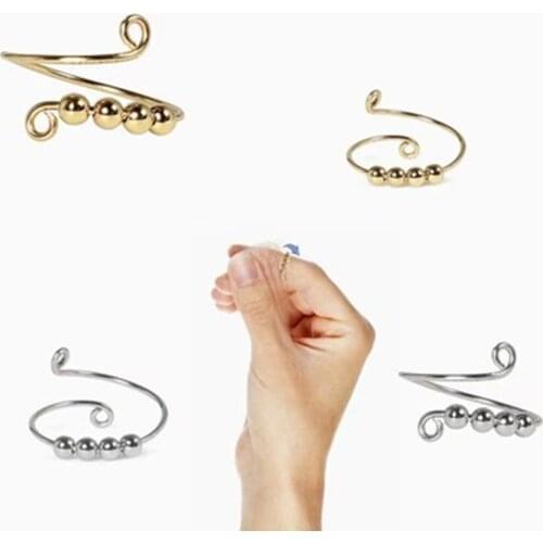 Fidget beads rings Rotate Freely Anti Stress Anxiety Ring for women girl Single Coil Antistress Spiral Beads Rotate Toy jewlery