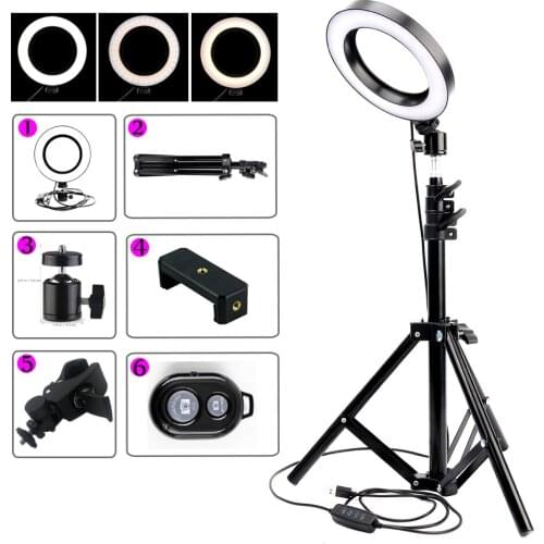Ring Light LED Photography Dimmable Photo Studio Selfie Light Make-up USB Plug With Phone Holder Tripod Yutube Live Stream