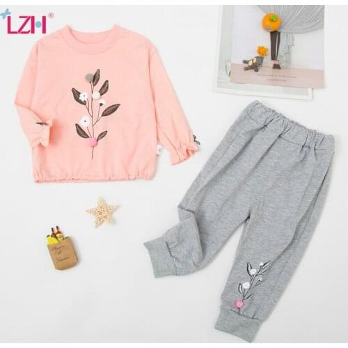 LZH Girls Clothing Set 2021 New Autumn Children Baby Girls Clothes Long Sleeve Tops+Pants 2 pcs Outfits Kids Clothes Sports Suit