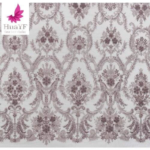 Heavy Net France Lace Fabric Luxury Handmade Beads Luxury Handmade Beads Lace Fabrics for Women Dresses Beaded Lace Fabric