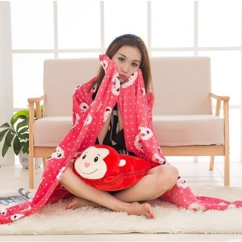 Multifunction Cartoon Cushion Blanket Toys Sofa Office Nap Pillows Creative Cat Monkey Cushions Car Seat Travelling Summer Quit