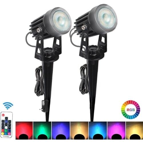 New 3W COB RGB with remote control garden lawn light outdoor LED spike light path landscape waterproof spotlight AC85-265V EU/US
