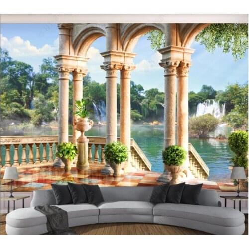 Papel de parede Balcony with sea view background wall 3d wallpaper,bedroom KTV bar mural wall decor