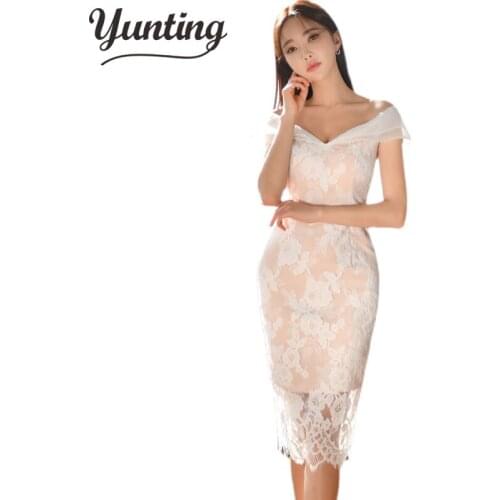 Sexy Patchwork Lace Women Dress Simple Autumn Sheath Pencil Dresses Elegant Wokr Slim Bodycon Vestidos