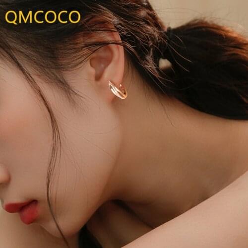 QMCOCO 925 Silver Korean Style Double-Deck Circle Zircon Earrings New Classic Fashion Earrings For Woman Jewelry Gifts