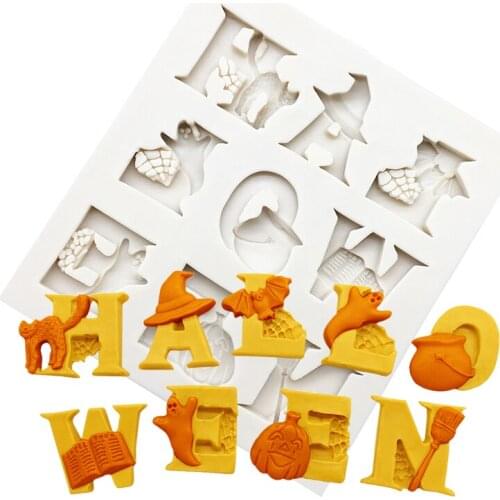 Halloween Letter Silicone Sugarcraft Mold Resin Tools Cupcake Baking Mould Fondant Cake Decorating Tools