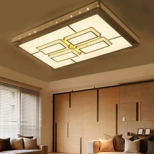 Modern minimalist LED crystal living room lamp rectangular crystal lamp bedroom lamp wrought iron side lighting ceiling lamp