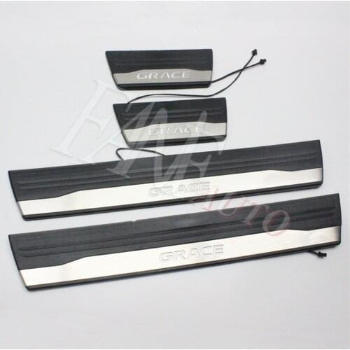 Car Styling Stainless Steel Led Door Sill Scuff Plate Guard Sills Protector Trim For Honda Grace 2014-2020