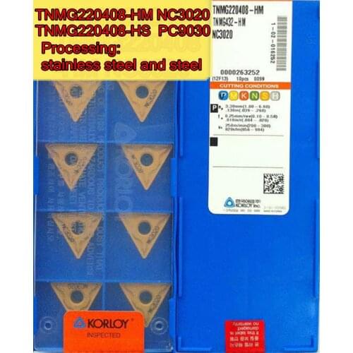 TNMG220408-HM NC3020 TNMG220408-HS PC9030 10pcs/set 100% original KORLOY Carbide insert Processing: stainless steel and steel