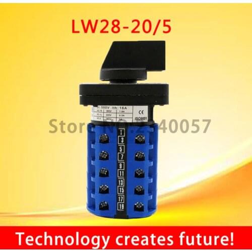Universal Switch LW28-20A/5, 3Position 20Terminals Rotary Cam Changeover Switch 550V 20A 3position 5 knots
