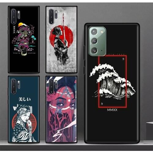 Japanese Style Art For Samsung Galaxy Note 10 Lite 20 Ultra S21 Plus S20 FE 8 9 Soft Phone Case S10 A71 A51 Black Back Cover Sac