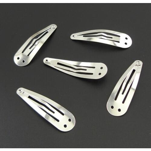 10PCS 5.0cm two hole metal snap clips for kids DIY hair bows accessories Plain hairpins eco-friendly items nickle free,lead free