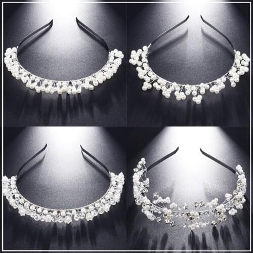 Hot Fashion Tiara & Crown Silver Color Wedding Bride Hairbands Girls Kid Love Simulated Pearl Flower Headdress Hair Accessories