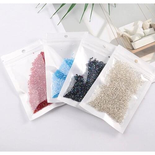 2000pcs/Pack 1.5mm Glass Tube Silver DIY Seed Beads Transparent 15/0 Glass Bugle Seedbeads For Craft Jewelry Garment Accessories