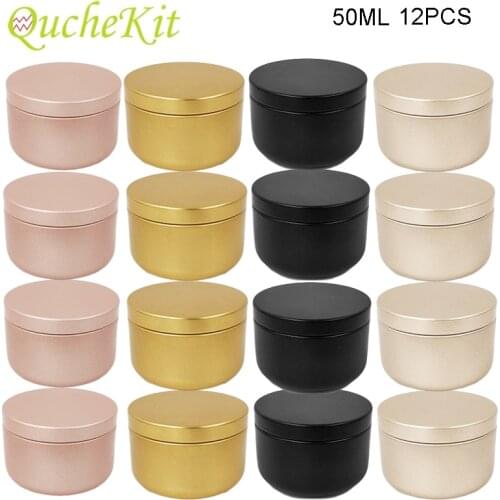 12Pcs Round Candle Tea Jars With Lid Aluminum Travel Tin Candle Storage Container Tea Cans Box Empty Cream Cosmetic Container