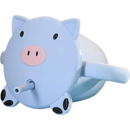 240ml Cartoon Pig Baby Silicone Water Cup with Double Handle Lid Straw Drinkware C90B