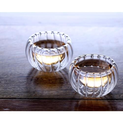 50ML Double Walled Pumpkin Tea Cup Clear Glass Heat-resistance Flower Tea Cup Mini Round Short Cup Beer Wine Water Cup Drinkware