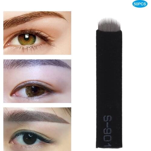 50pcs U Shape 18 Pin Microblading Nano Needles Eyebrow Lips Tattoos Permanent Makeup Needle Blades for Manual Tattoo Pens Supply