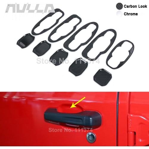 ABS Carbon Look Chrome Car Exterior Door Handle Bowl Protect Decor Cover Trim For Jeep Wrangler JL 2018 2019 2020 Car Accessorie