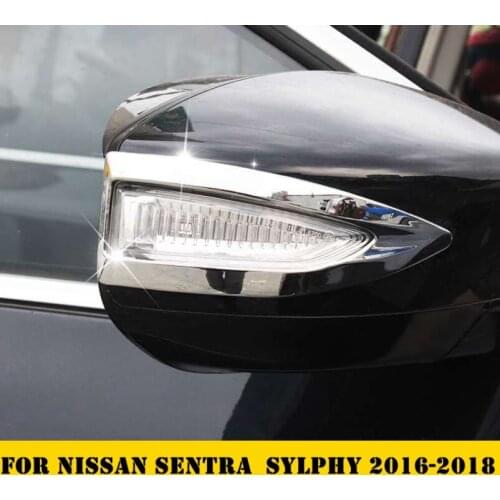 Accessories For Nissan Sentra Sylphy 2016 2017 2018 Rearview Mirror Strip Cover Trim ABS Chrome Bright Silver Style