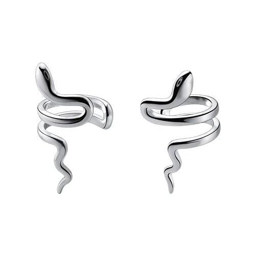 NO pierced) Real. 925 Sterling Silver Multi Rows /multilayer Snake Clip On Cuff Earrings cartilage C-G7472