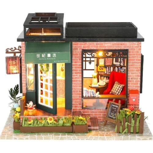 Kids Wooden Coffee Time Doll House Furnitures Diy 3D Garret Loft Miniaturas Assemble Dollhouse Toys for Children Birthday Gifts