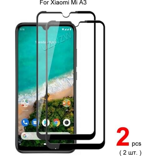 2pcs For Xiaomi Mi A3 Glass Full Cover Tempered Glass Screen Protector 9H Hardness Protective Glass For Xiaomi Mi A3