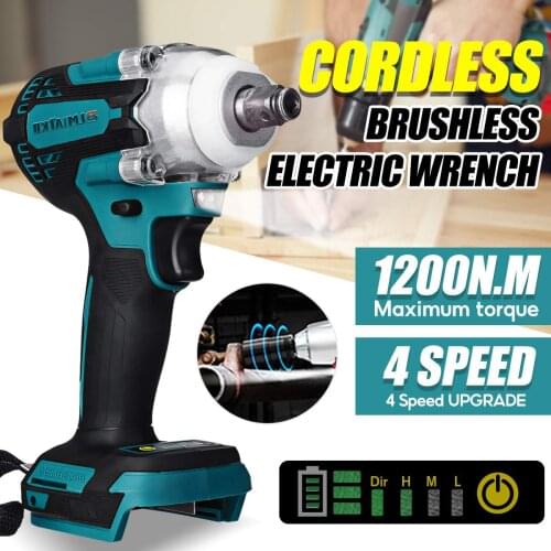 BLMIATKO Brushless Cordless 4 Speed Electric Impact Wrench Rechargeable 1/2 inch Wrench Power Tools for Makita 18V Battery