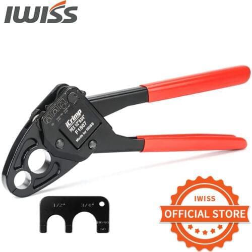 IWISS IWS-1234C Angle Head F1807 PEX Pipe Crimping Tool for Copper Rings (1/2&3/4-inch Angle Combo Crimper)