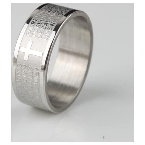 Silver color cross the Holy Bible ring 316L Stainless Steel finger rings women jewelry wholesale lots