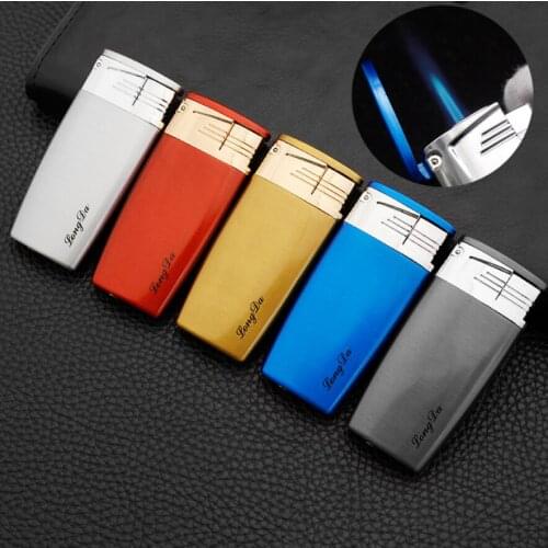Fashion Multi-color Metal brushed cigarette lighter Creative Personalized Butane inflatable outdoors jet flame igniter (no gas)