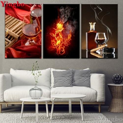 3 PCS 5D Diy Full square Round Drill Diamond Painting wine/Champagne/Whisky/Beer Diamond Embroidery Cross Stitch Mosaic Decor