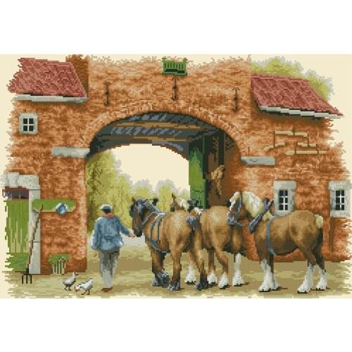 75.144 A team of three horses 55-42 Counted Cross Stitch 11CT 14CT 18CT DIY Cross Stitch Kits Embroidery Needlework Sets
