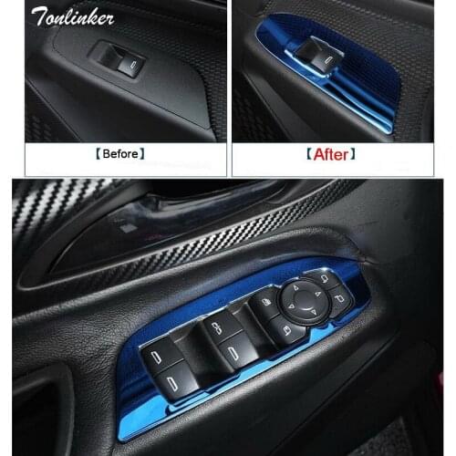 Tonlinker Cover stickers For Chevrolet Equinox 2017 Car Styling 4 PCS Stainless Steel interior Door Windows lift button sticker