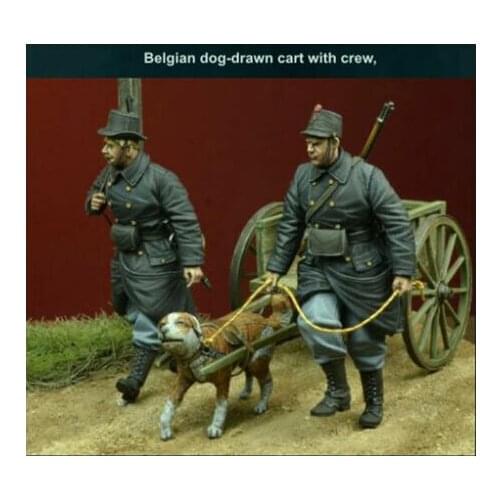 New Unassembled 1/35 Belgian Dog-drawn Cart with Crews Resin Figure Unpainted Model Kit