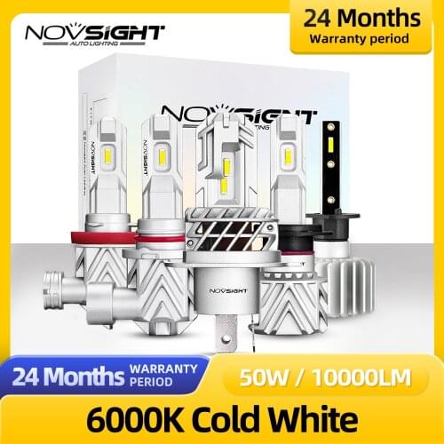 Novsight H7 Car Headlights Bulbs led H11 Auto Light H4 Motorcycle Lamp H1 LED 9005 9006 Headlamp 6000K 50W 10000LM Fog Lights